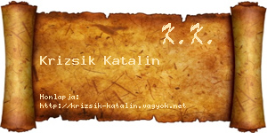 Krizsik Katalin névjegykártya